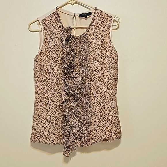 Max Mara Weekend Printed Silk Ruffle Blouse Top medium. - Picture 1 of 6